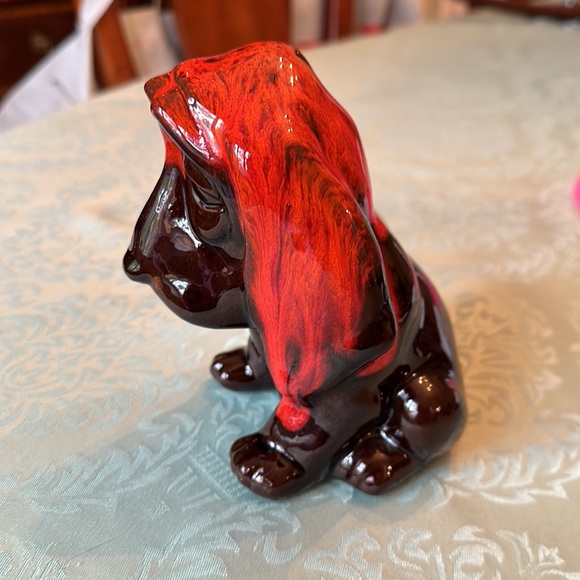 Vintage Canuck Pottery hound dog with Red Drip Glaze Coin Bank, Evangeline Ware - Picture 6 of 8
